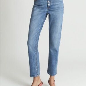 Reiss Bailey jeans high rise straight leg denim button fly  
Sz 32